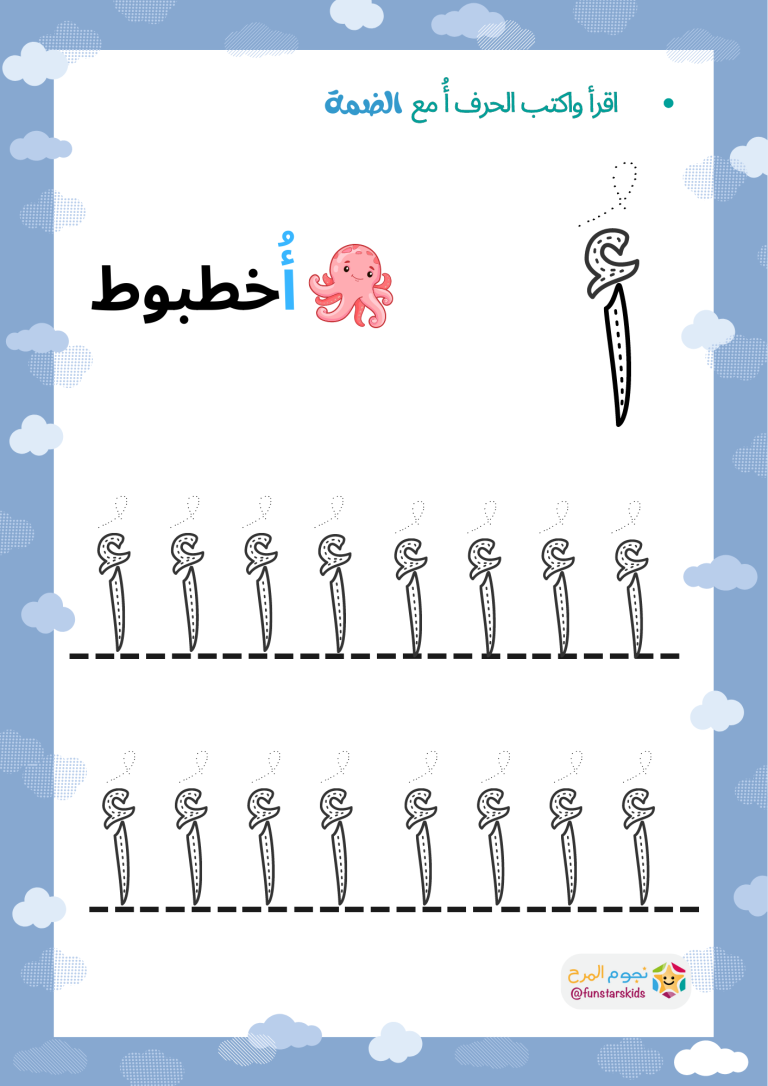 تعلم حرف الألف بالحركات، الفتحة، الضمة، الكسرة - نجوم المرح