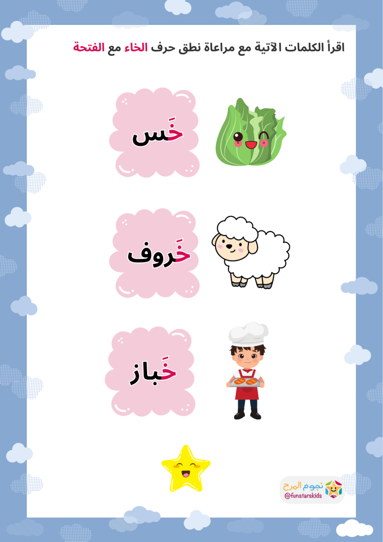 تعلم حرف الخاء بالحركات، الفتحة، الضمة، الكسرة - نجوم المرح