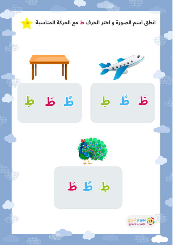 تعليم الحروف العربية بالحركات، حرف الطاء (ط)، الفتحة، الضمة، الكسرة ...